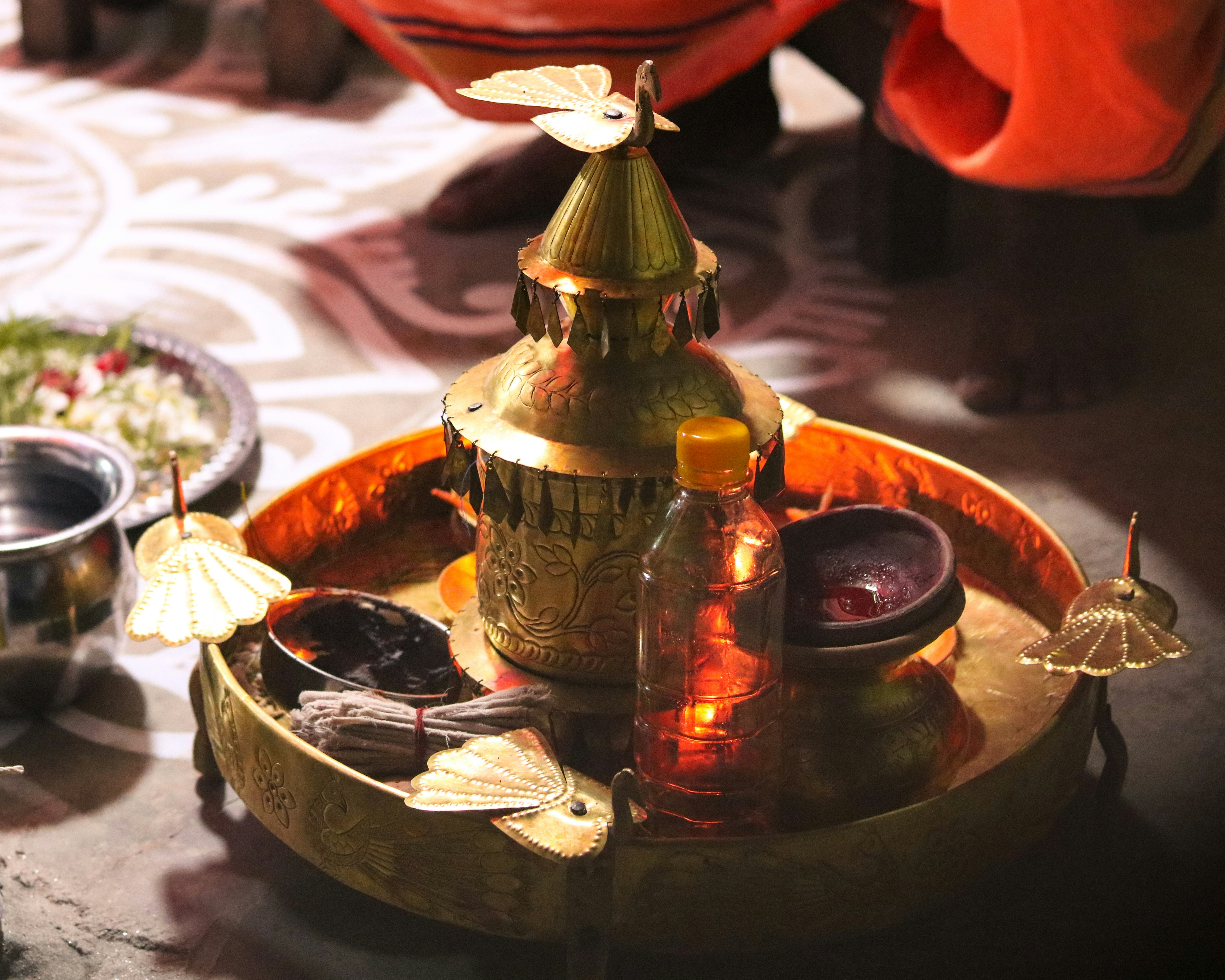 A Decorative Plate Of Oil Lamp