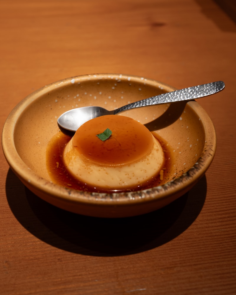 Fatia de pudim caseiro