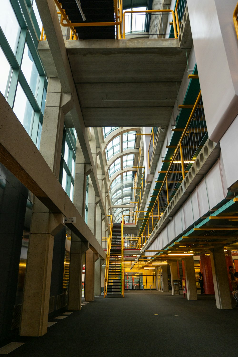 a large building with a bunch of windows and stairs