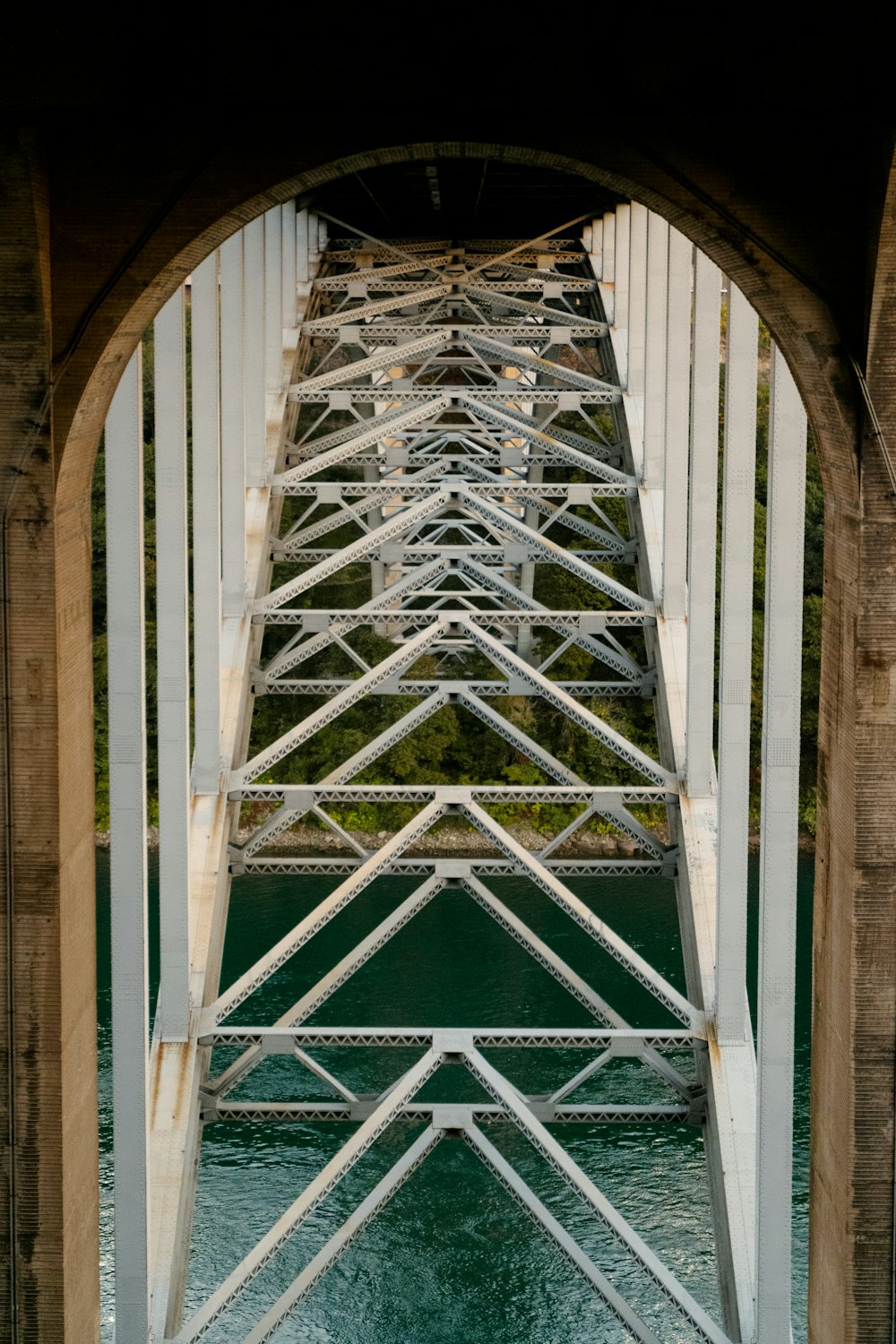 a view of a bridge over a body of water