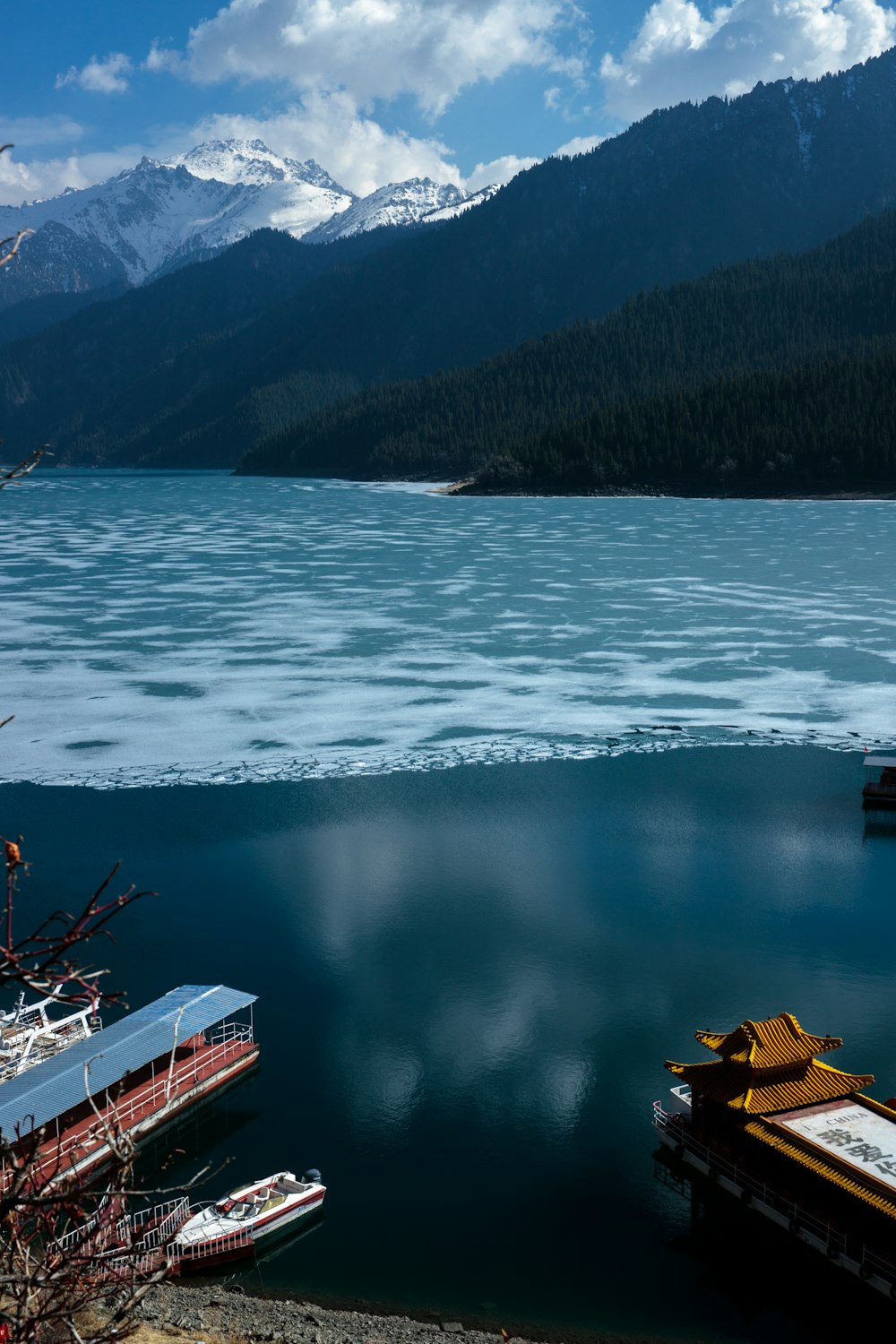 a body of water surrounded by mountains and trees