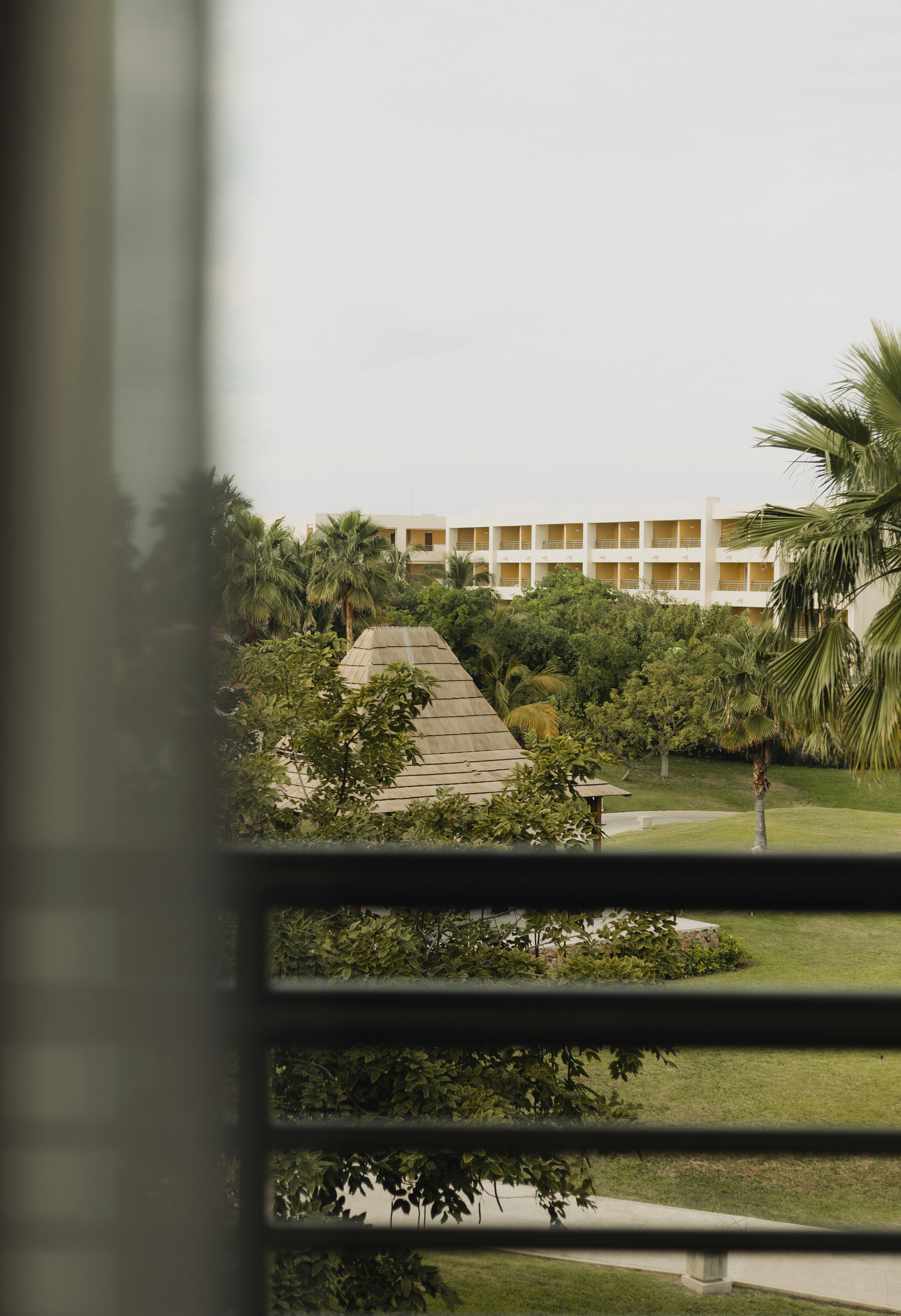a view of a building through a window