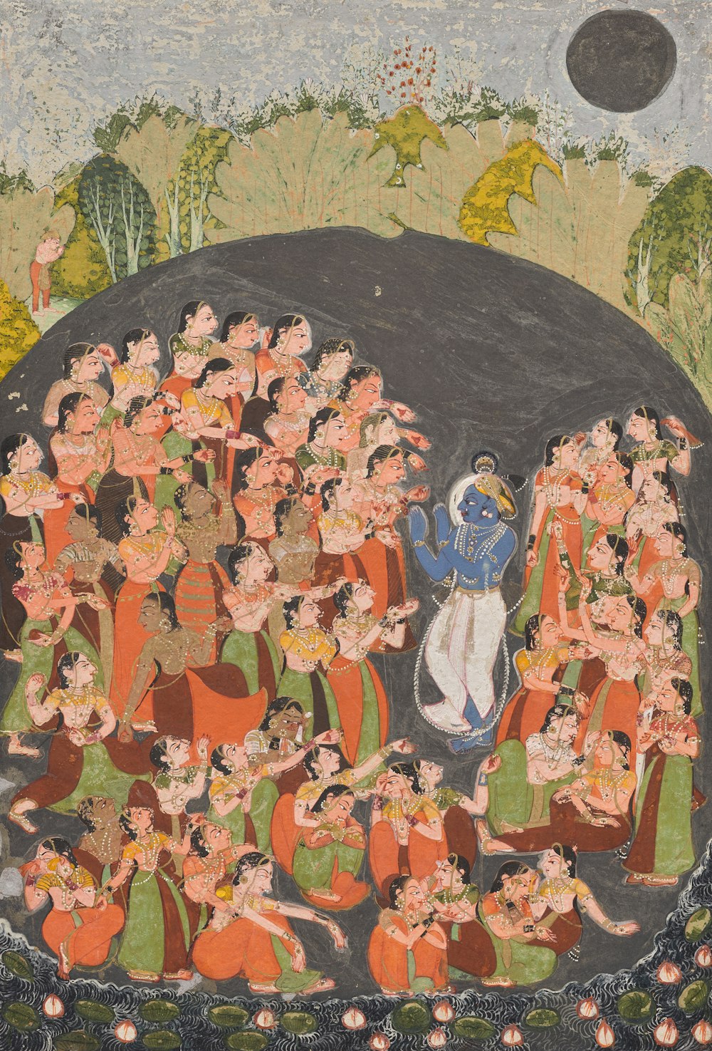 a painting of a group of people in a circle
