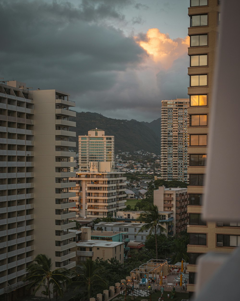 a view of a city from a high rise building