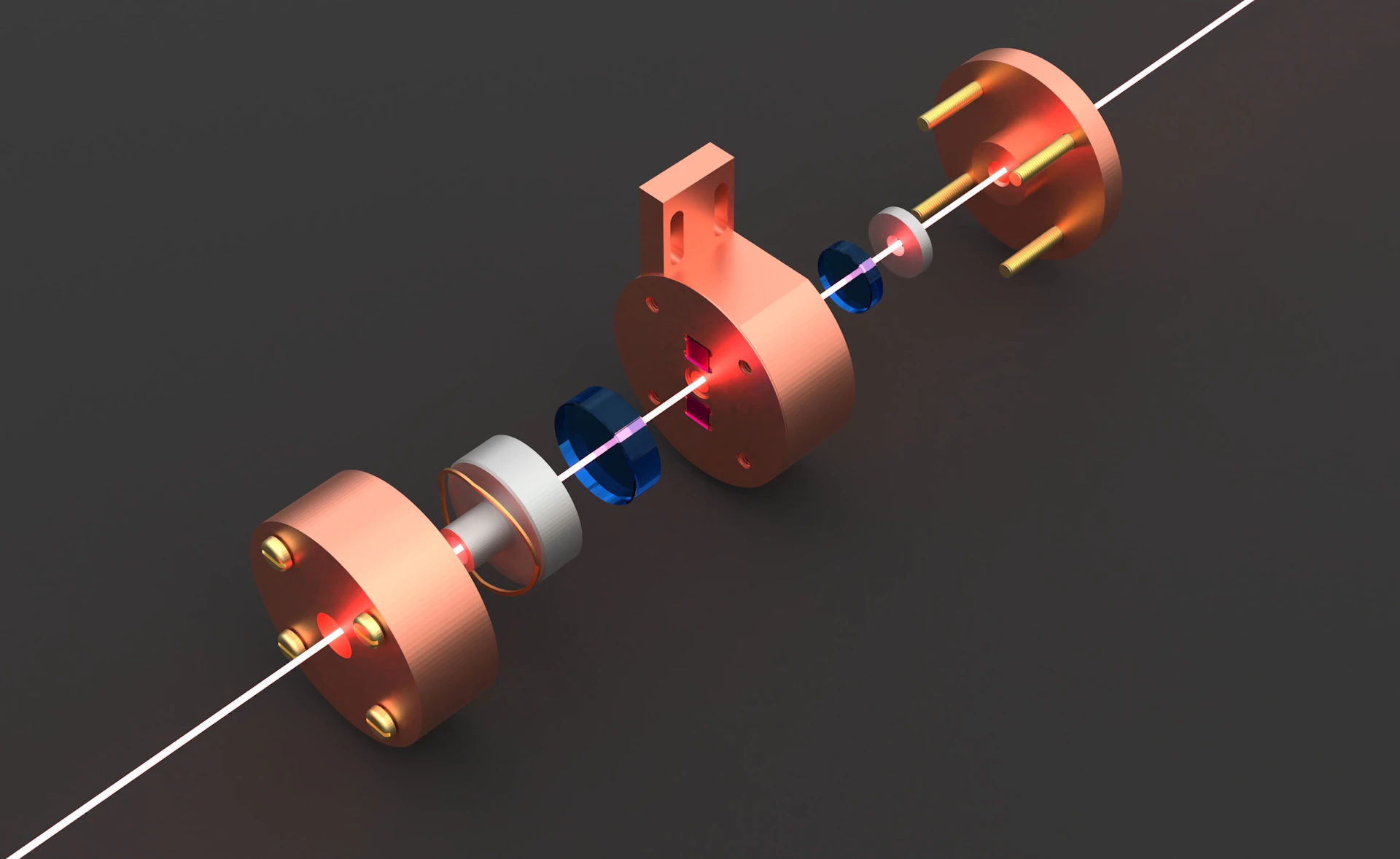 a metal object with a red and blue wire