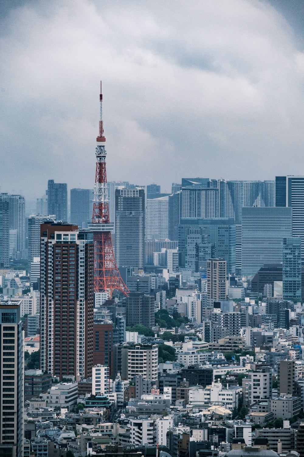 a view of a city with tall buildings