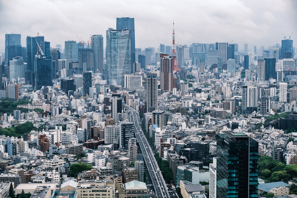 a view of a city from a tall building