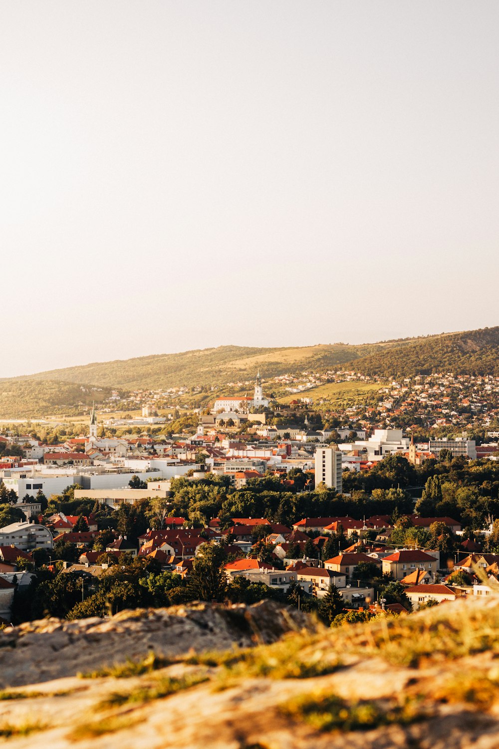 a view of a city from a hill