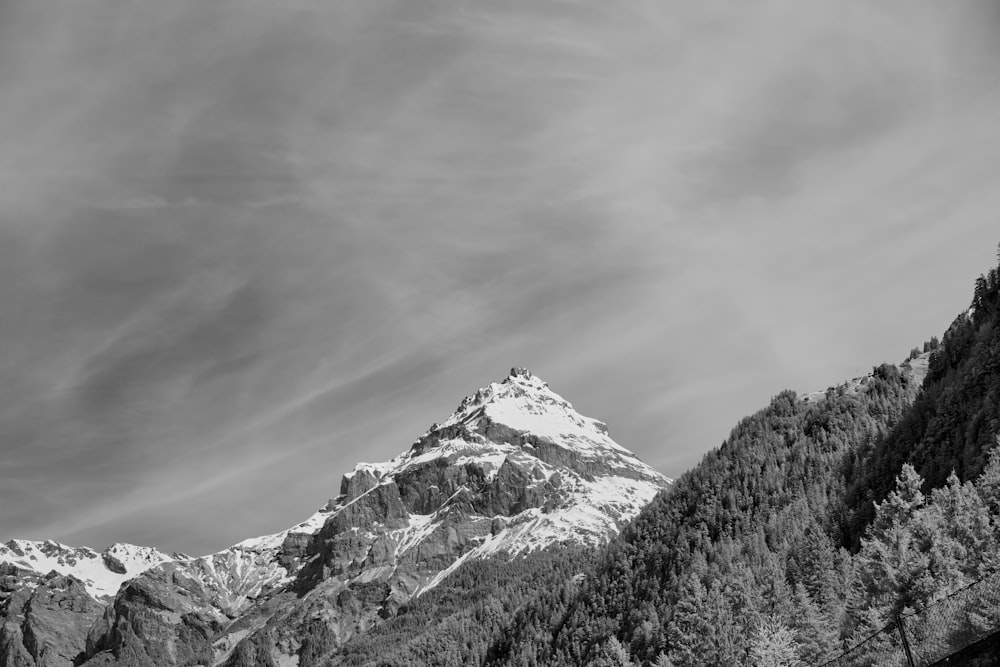 a black and white photo of a mountain