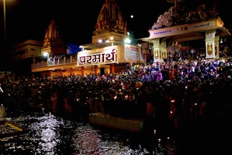 Mesmerizing Ganga Aarti in Parmarth Rishikesh with glowing diyas and sacred chants