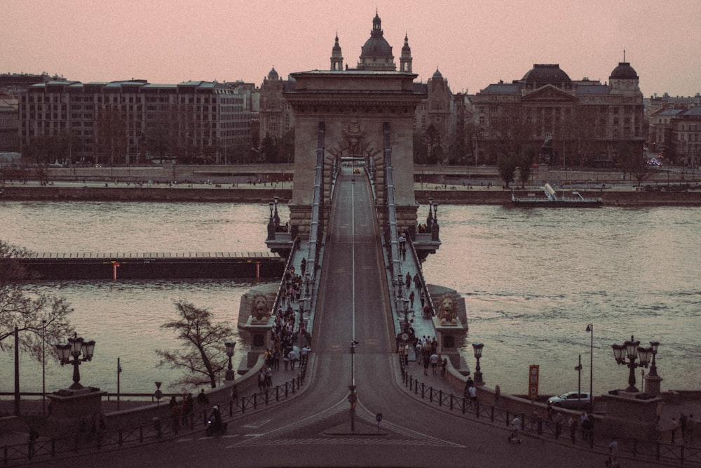 a view of a bridge over a body of water