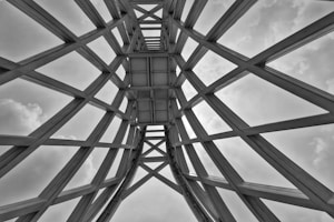 a metal structure with a sky background