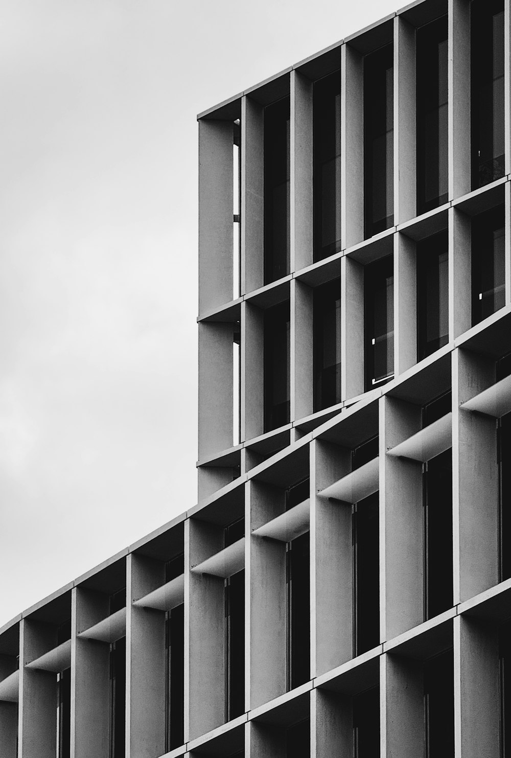 a black and white photo of a tall building