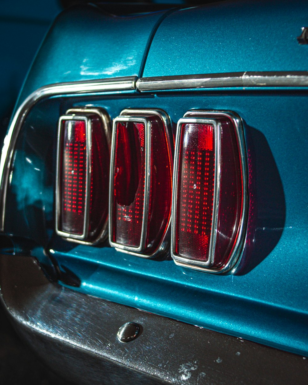 a close up of a car tail light