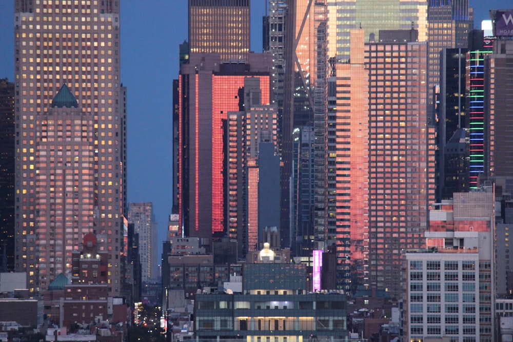 a view of a city skyline at night