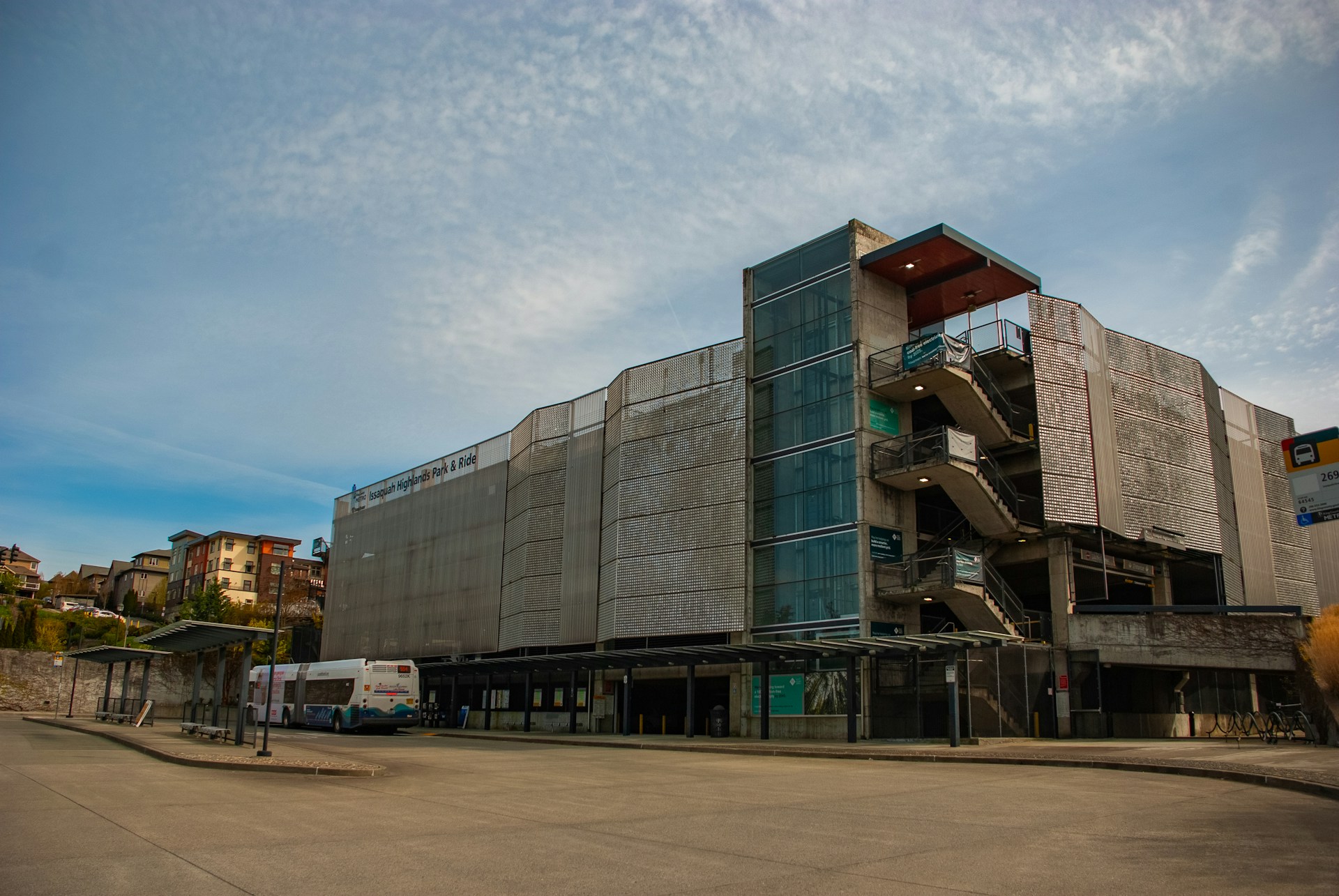 a large building with a staircase going up the side of it