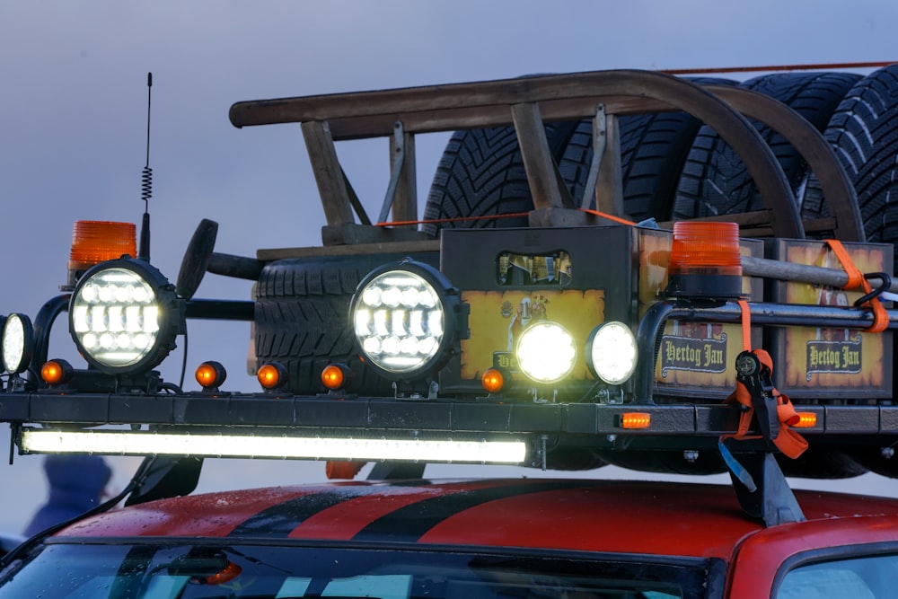 a truck with lights on top of it