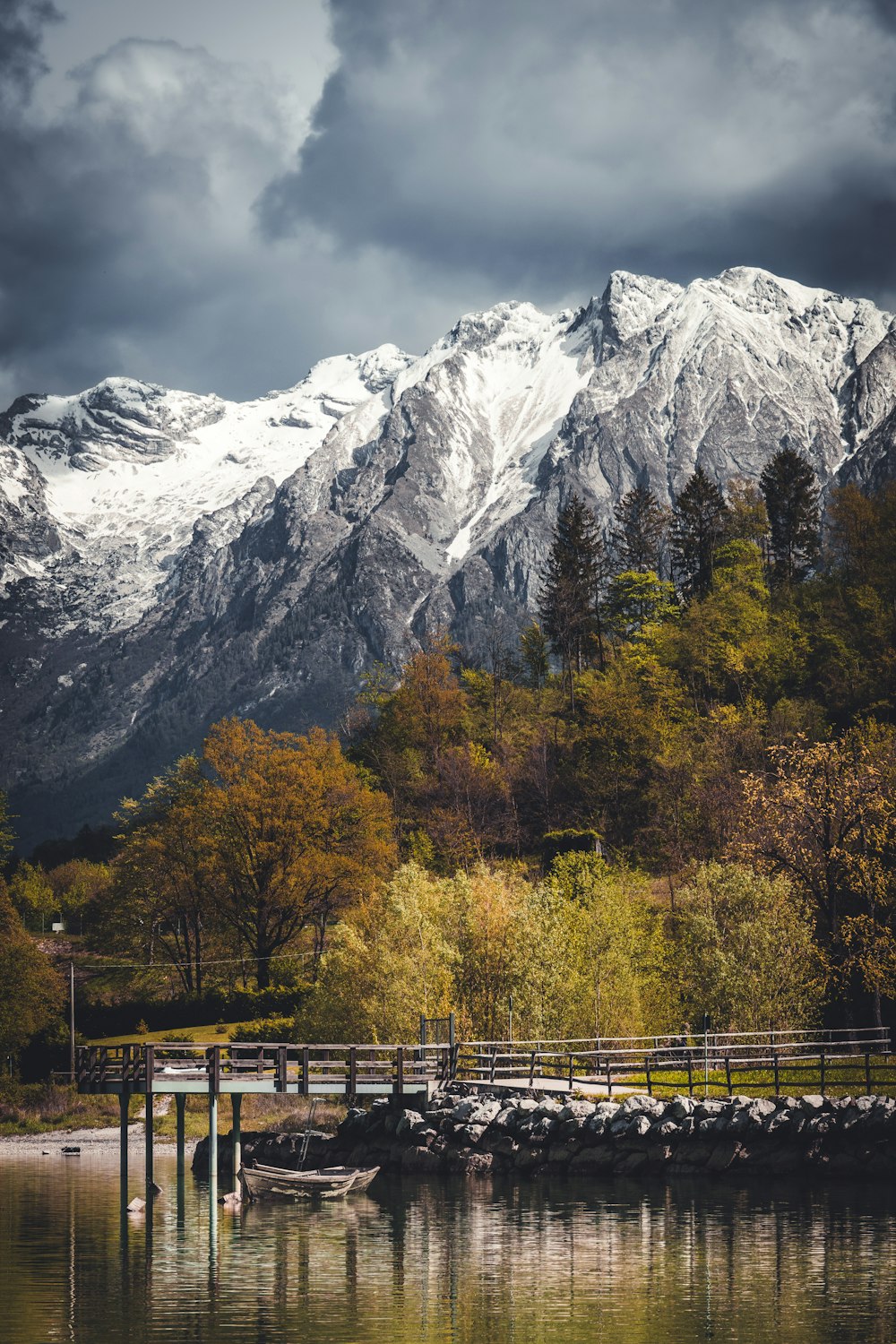 a mountain range with snow on the top of it