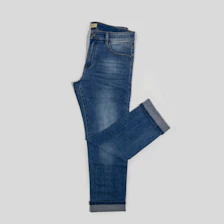 a pair of blue jeans on a white background