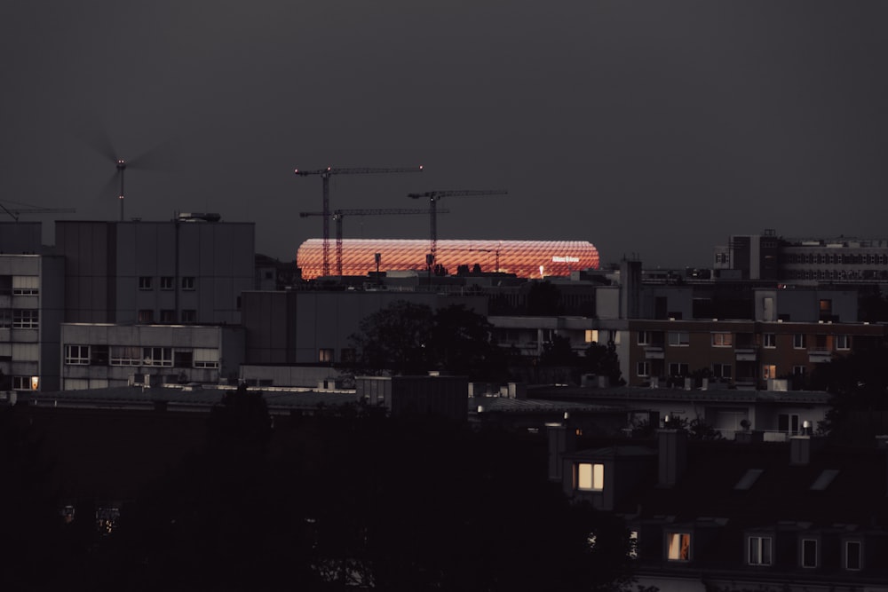 a building with a red light on top of it