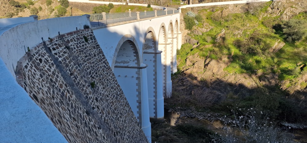 a view of a bridge over a canyon