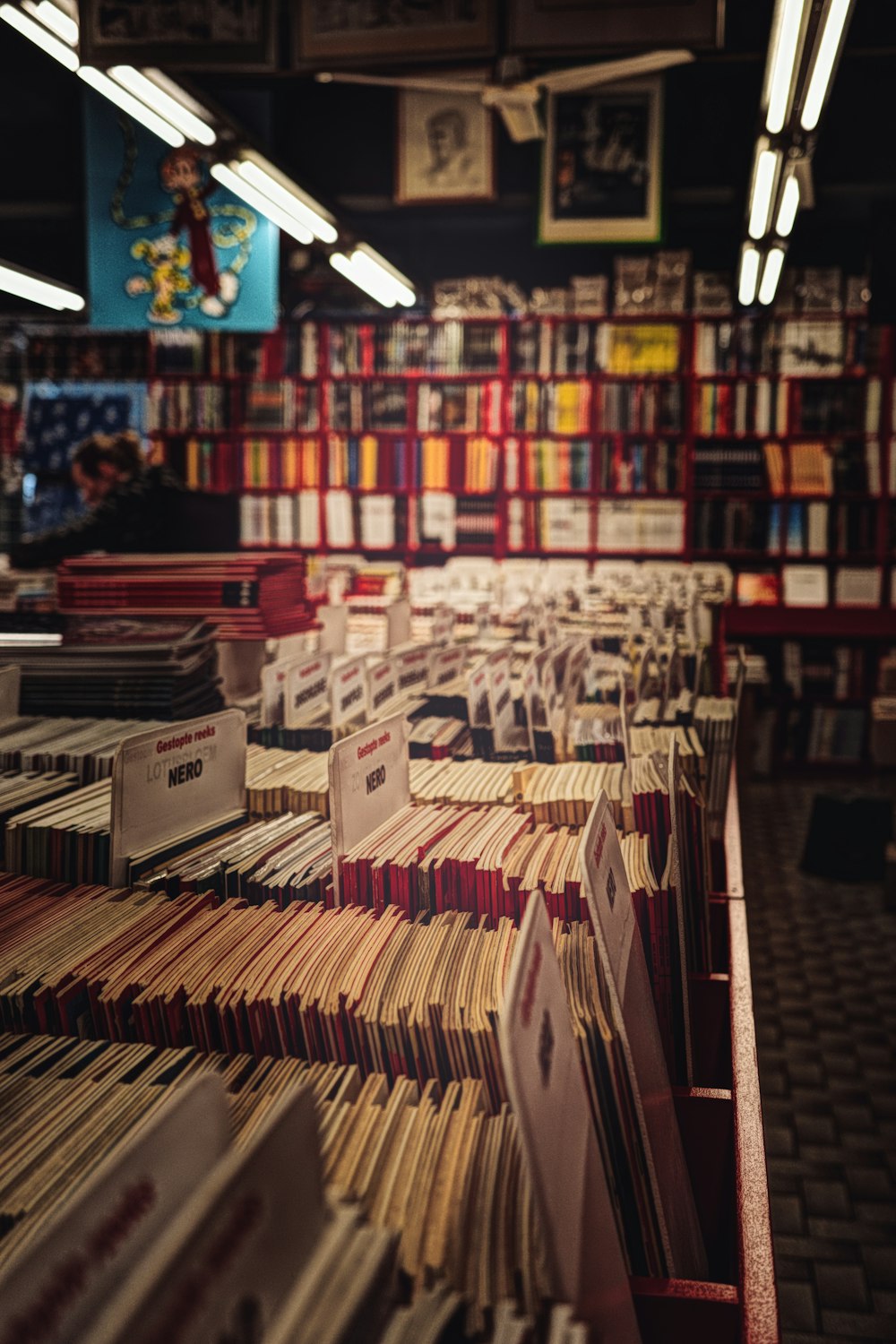 a room filled with lots of books and records