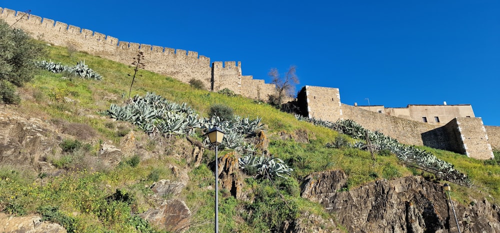 a very tall castle on top of a hill