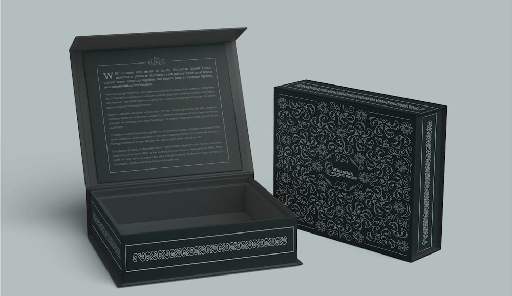 a black box with a book inside of it