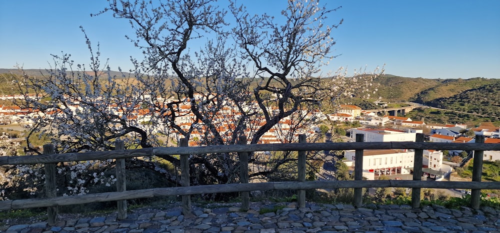 a view of a town from a hill