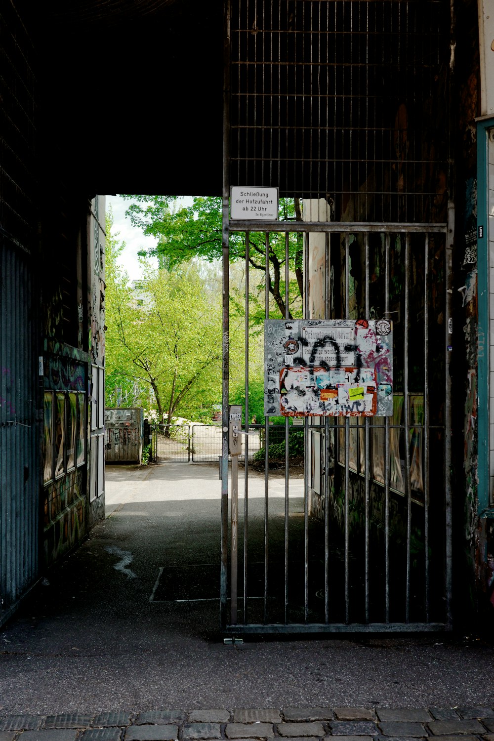 a gate that has a sign on it