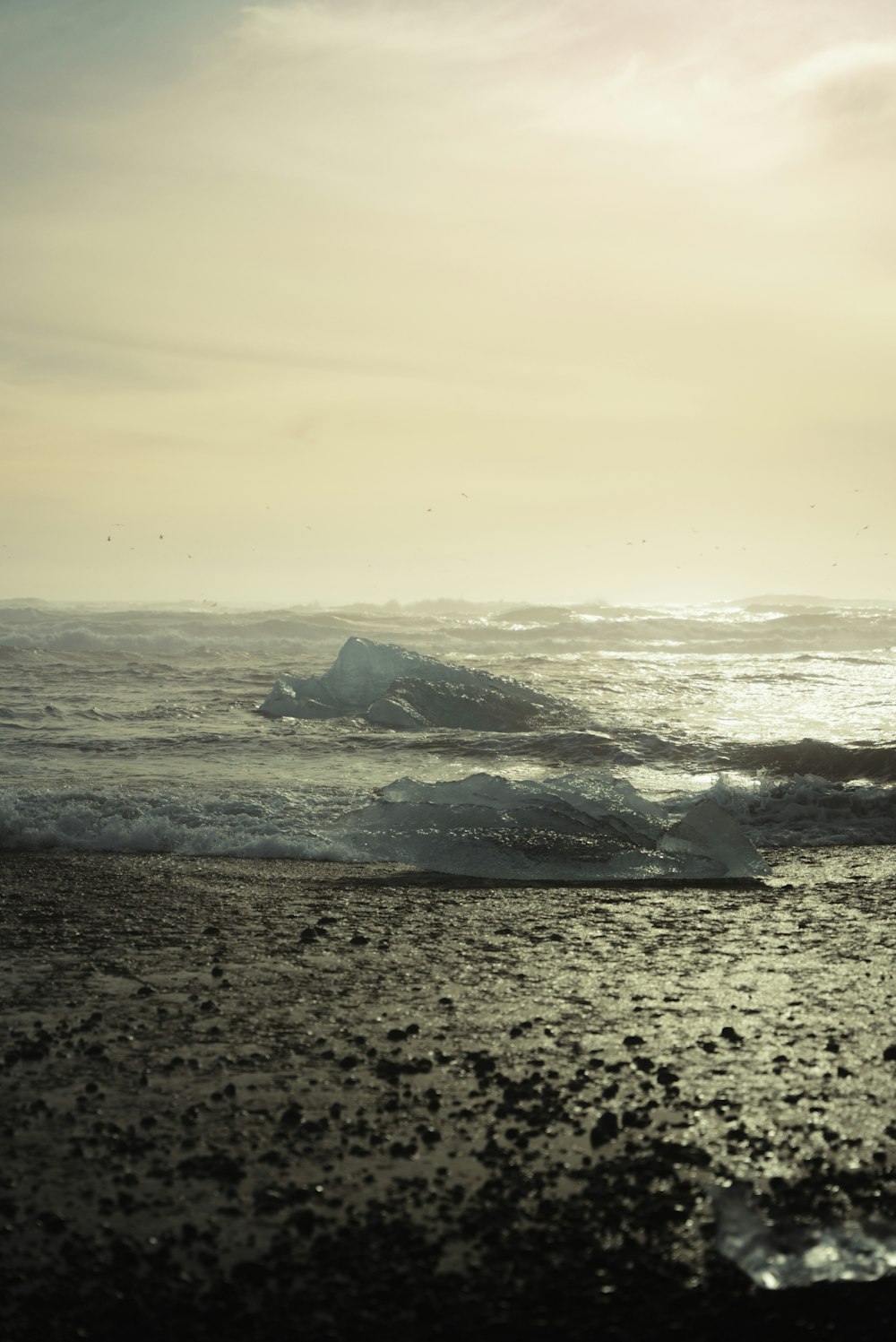 a person standing on a beach next to the ocean