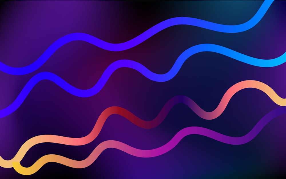 a purple and blue background with wavy lines