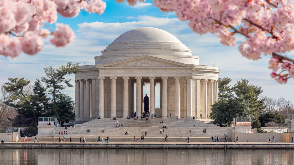 a view of the jefferson memorial from across the water