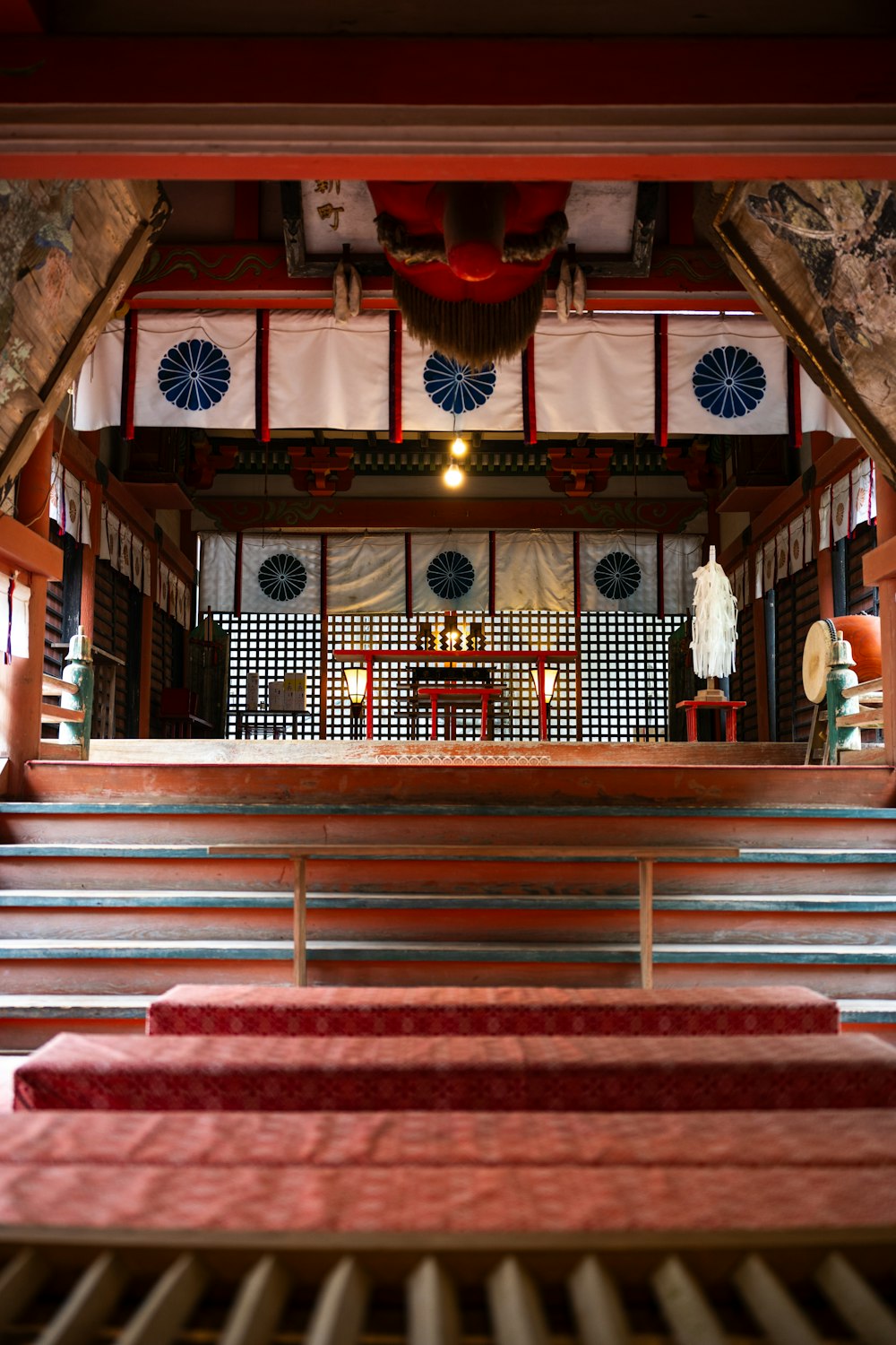 a view of the inside of a japanese temple
