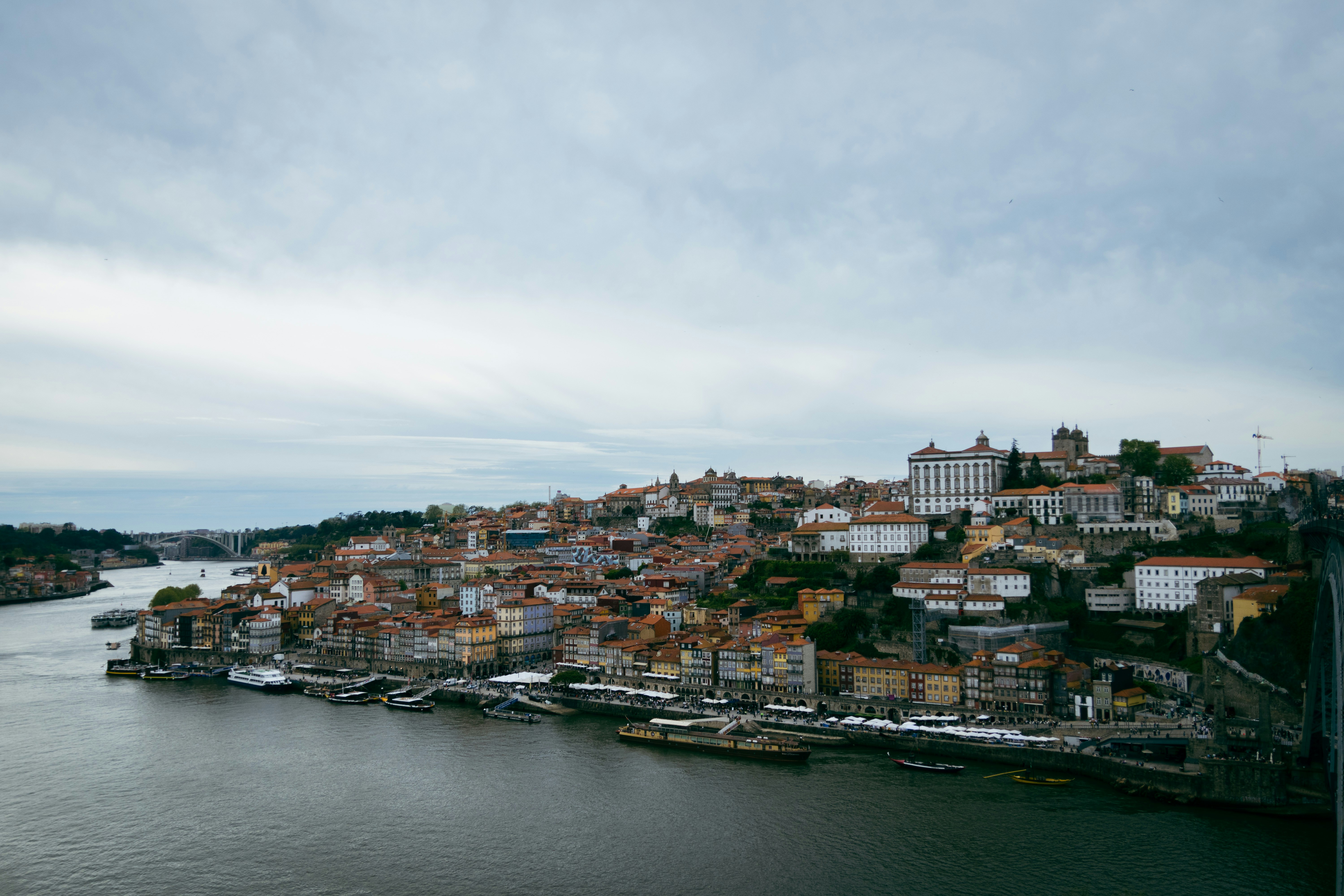 a view of a city from a bridge