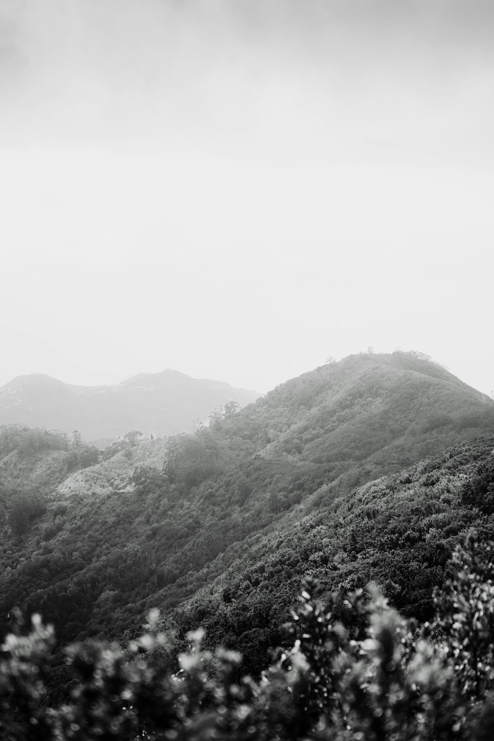 a black and white photo of a mountain range