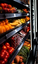 a display in a grocery store filled with lots of fruits and vegetables