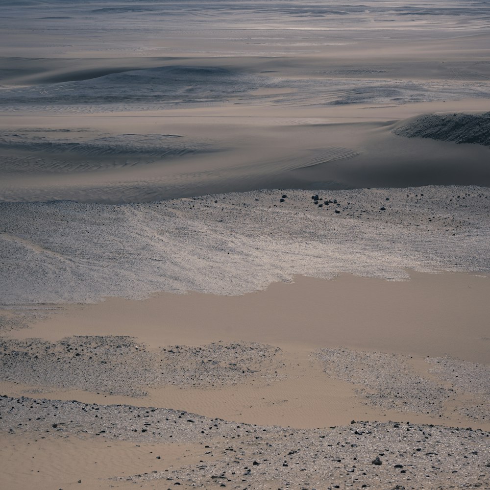 a large body of water sitting next to a sandy beach