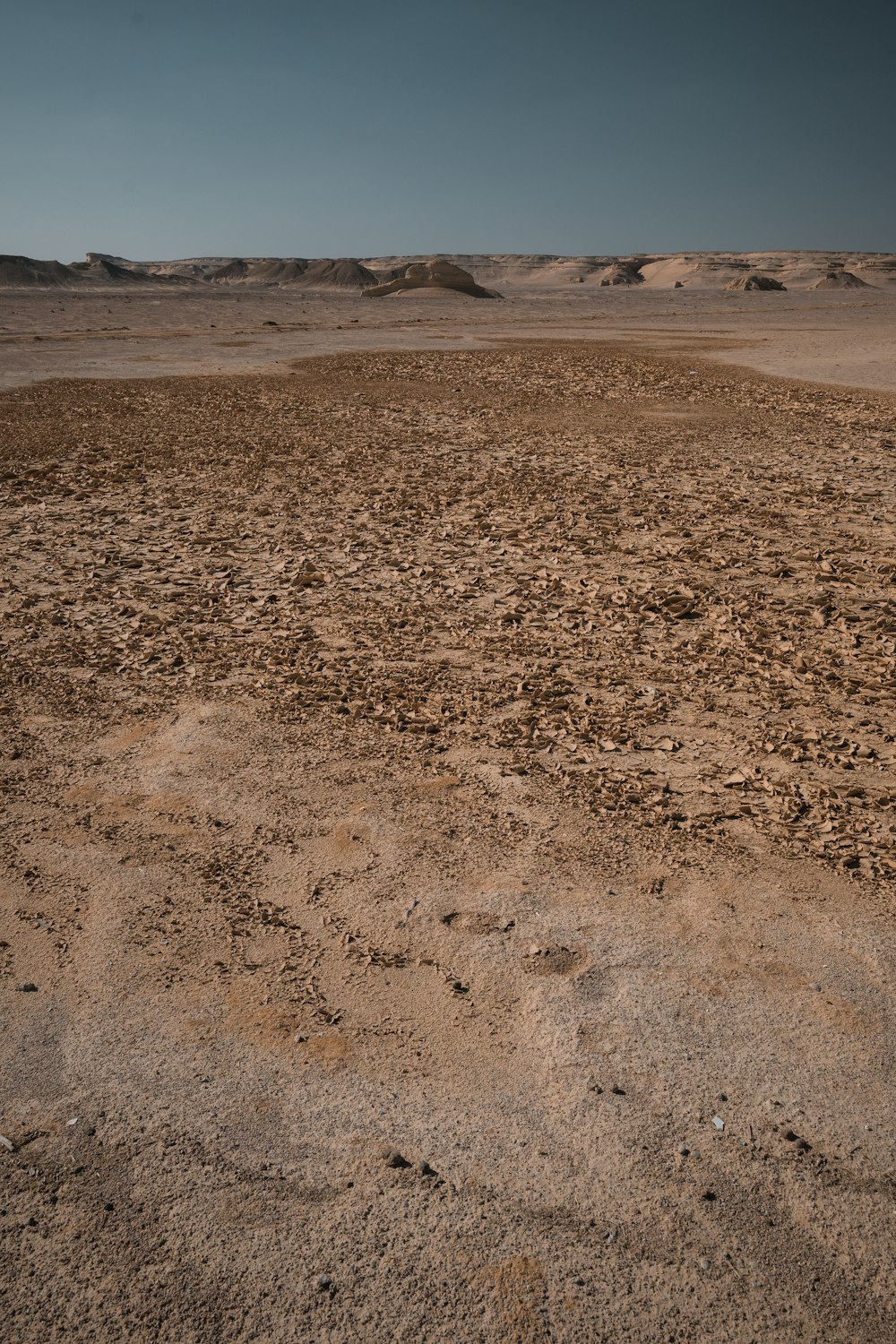 a dirt field in the middle of a desert