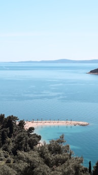 a large body of water surrounded by trees