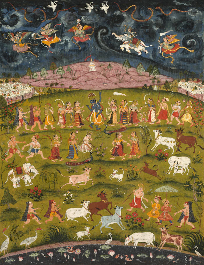 Small folk art painting in bright colours
