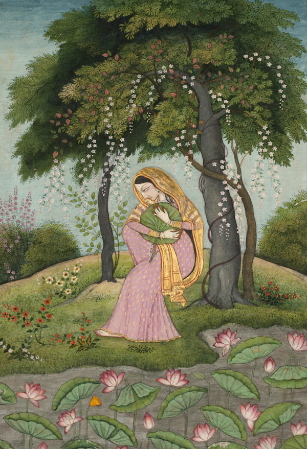 Vibrant traditional folk art painting with fine patterns