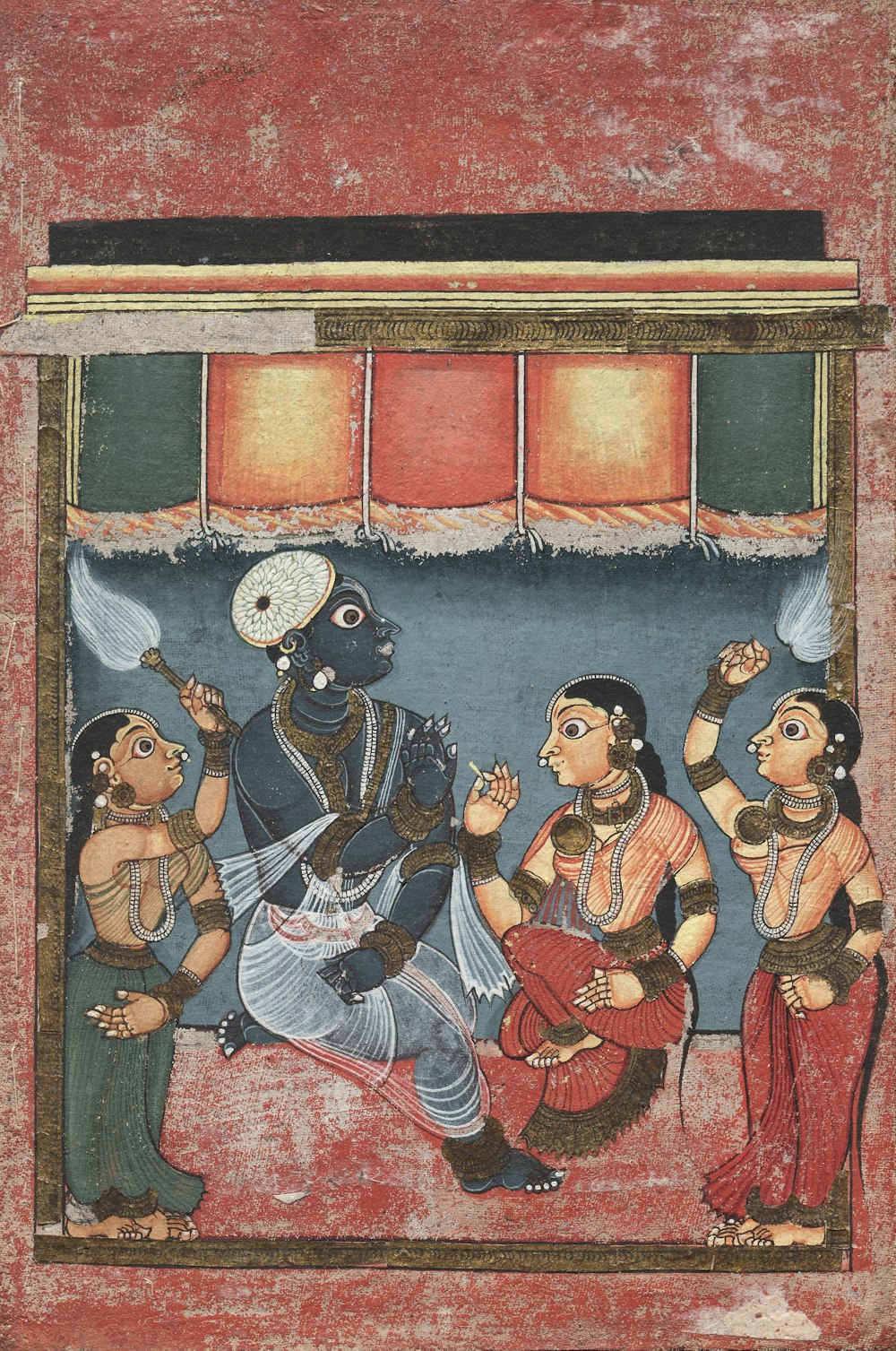 a painting of a group of people dancing