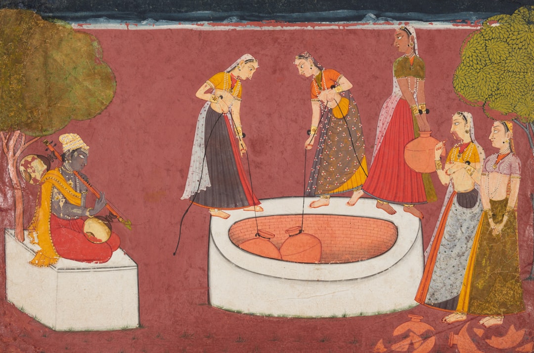 Madhava Plays his Vina before Five Women Drawing Water from a Well, from a Madhavanala Kamakandala c. 1720 India, Bilaspur Purchase and partial gift from the Catherine and Ralph Benkaim Collection; Severance and Greta Millikin Purchase Fund 2018.93 https://www.clevelandart.org/art/2018.93