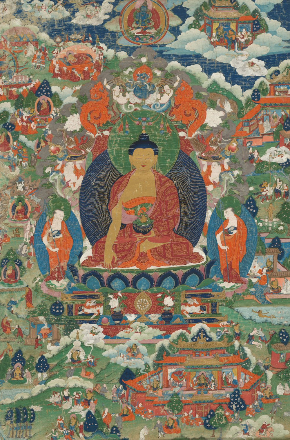a painting of a buddha sitting in a meditation position