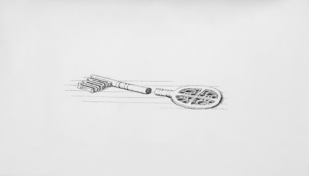 a drawing of a badminton racket on a white sheet