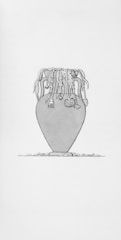 a drawing of a vase with flowers in it