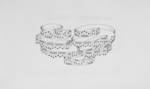 a drawing of a bunch of musical notes