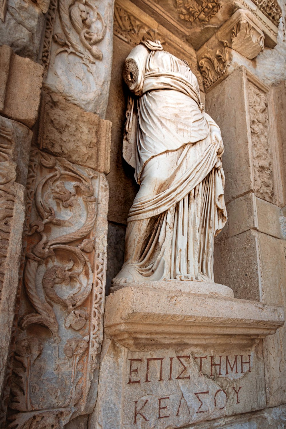 a statue of a woman is on display