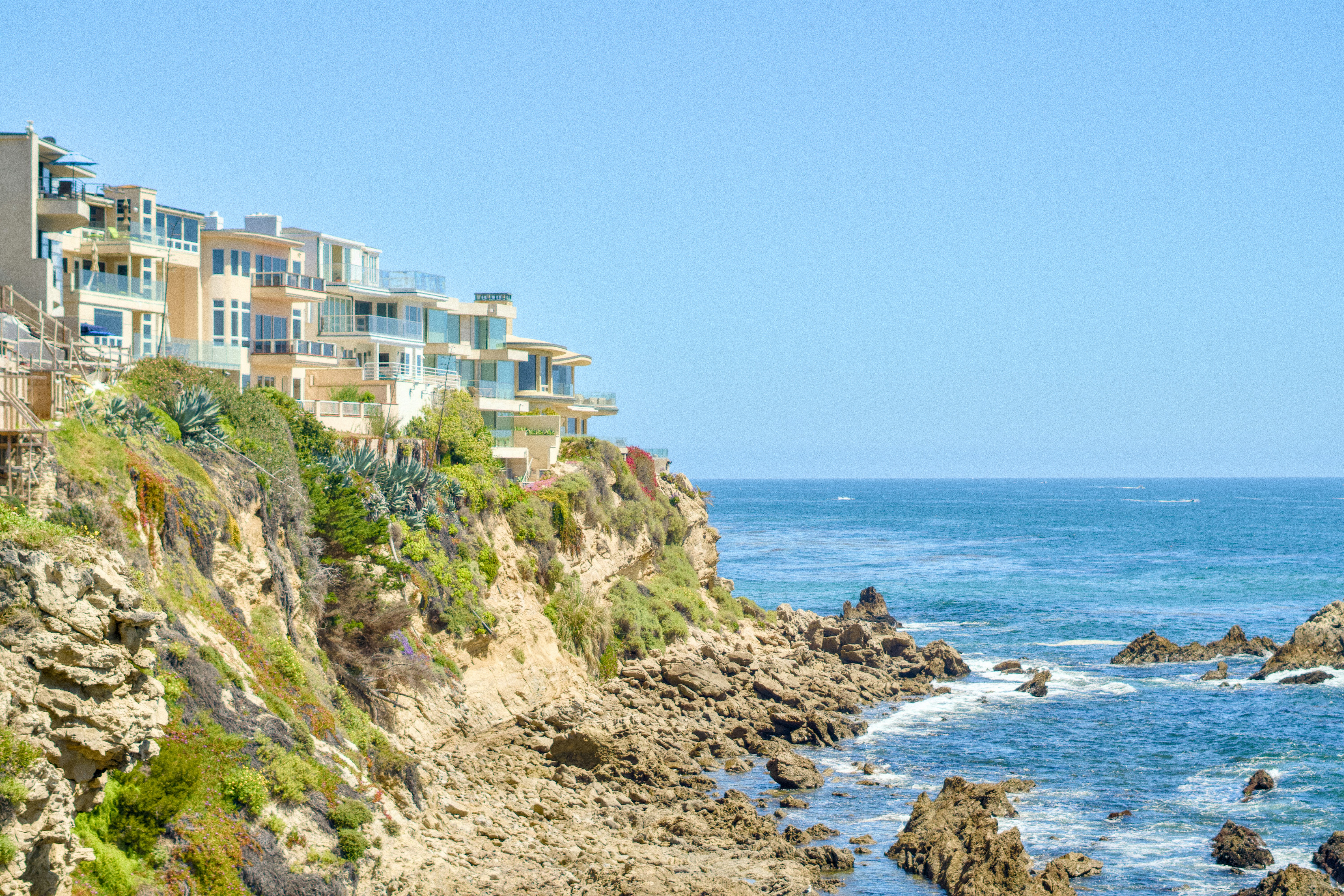 a view of the ocean from a cliff